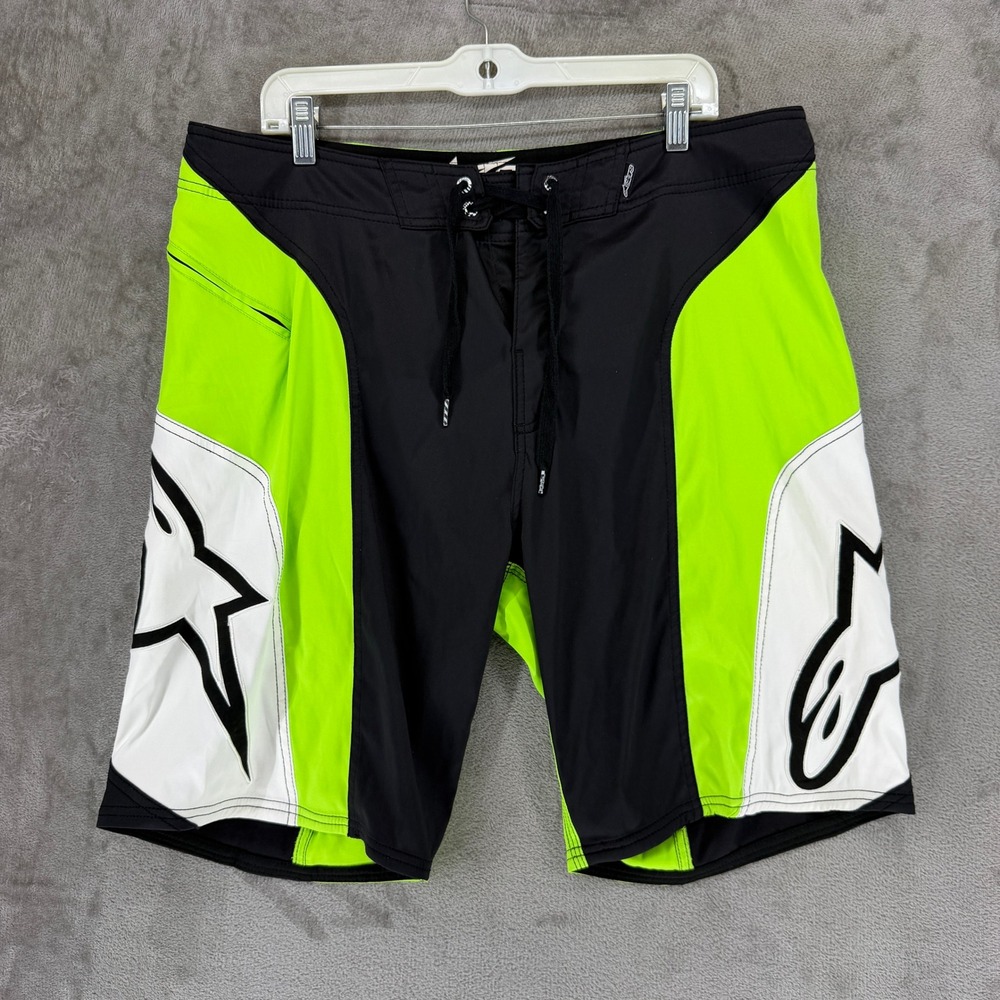 Alpinestars Board Shorts Mens 36 Colorblock Green Black White Moto EUC